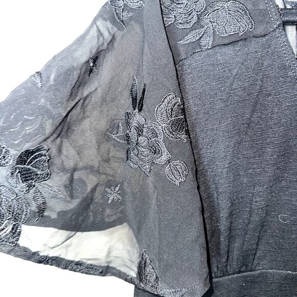 Torrid Womens Plus Size 0 Black Chiffon Flutter Short Sleeve Blouse - Picture 3 of 8